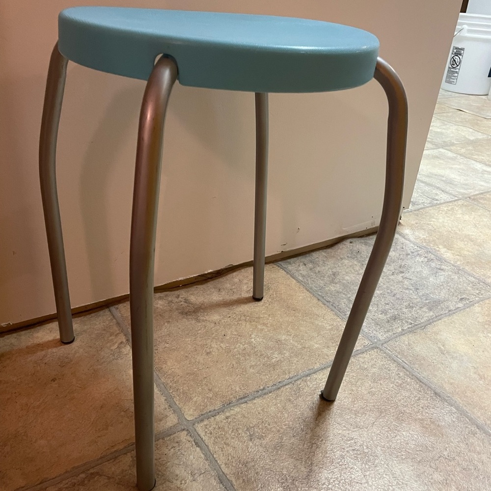 Stool with blue seat